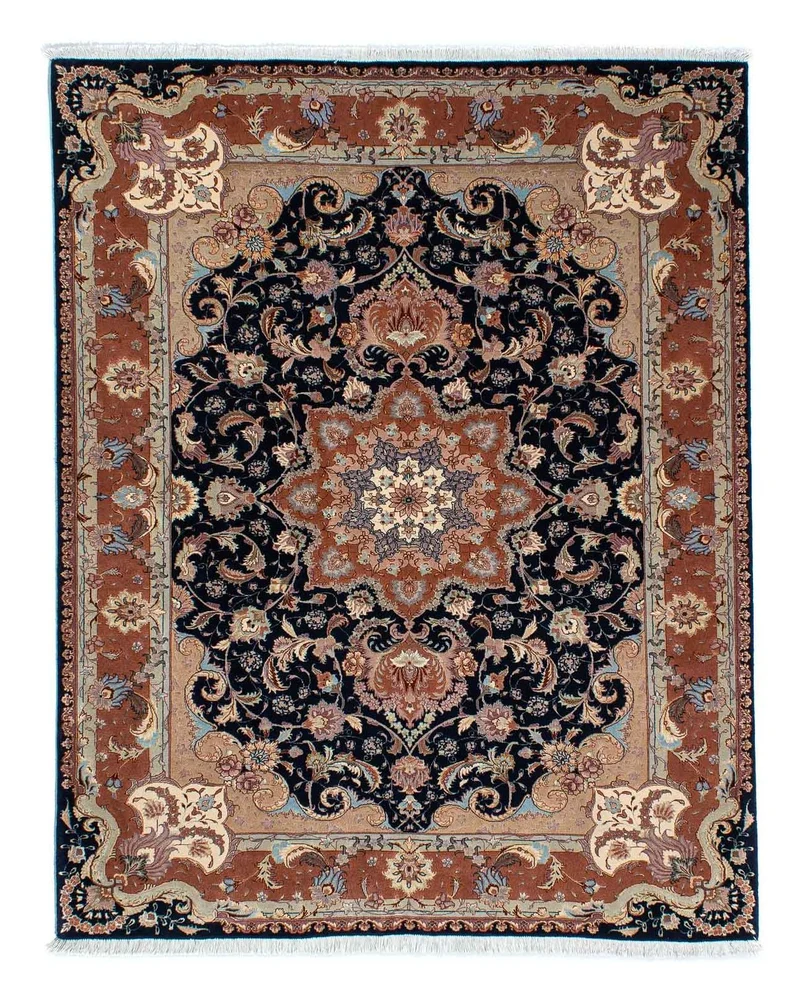Täbriz - 50 Raj Teppich 155x200cm - Perserteppich - dunkelblau