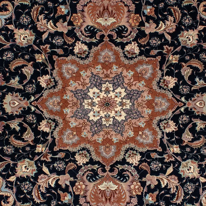 Täbriz - 50 Raj Teppich 155x200cm - Perserteppich - dunkelblau