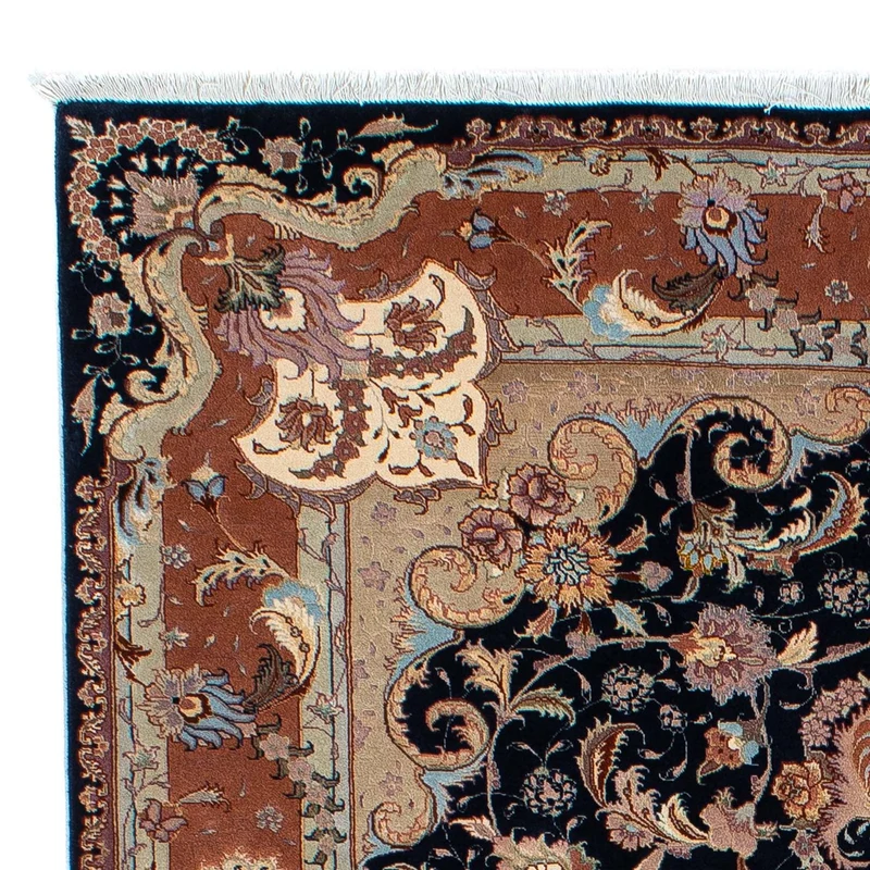 Täbriz - 50 Raj Teppich 155x200cm - Perserteppich - dunkelblau