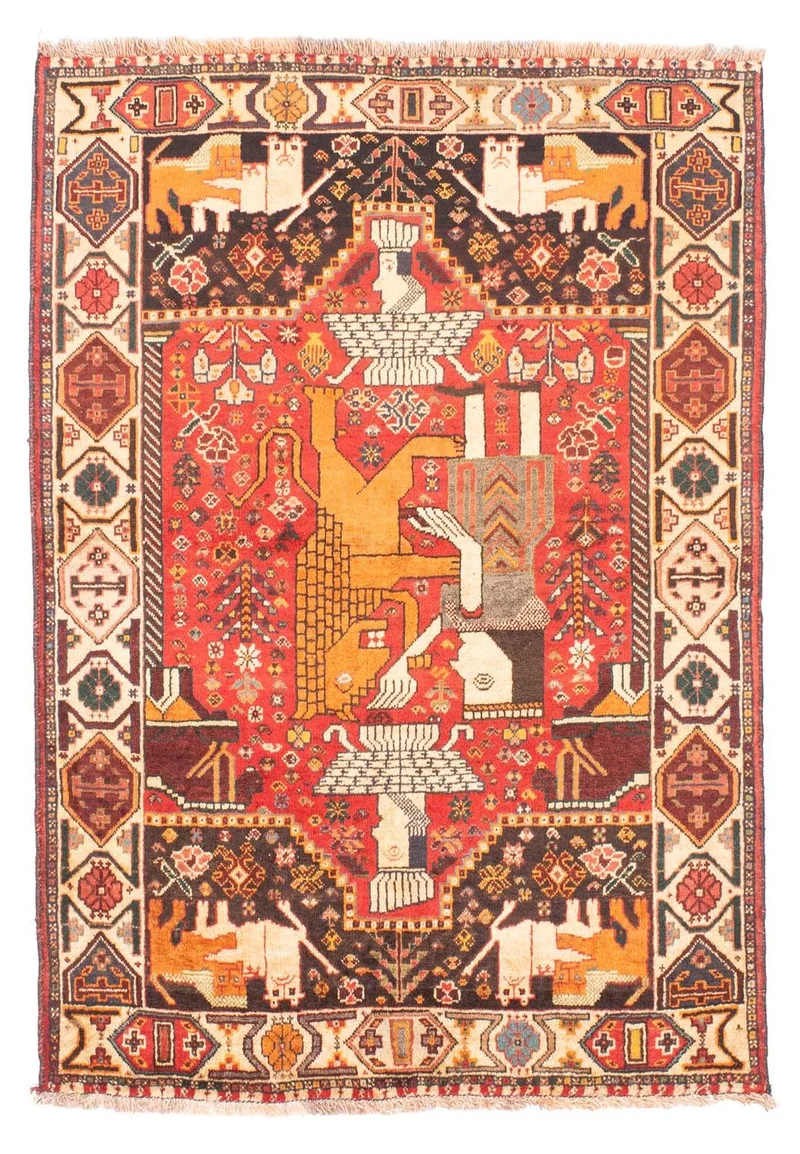 Shiraz Teppich 108x155cm - Perserteppich - dunkelrot