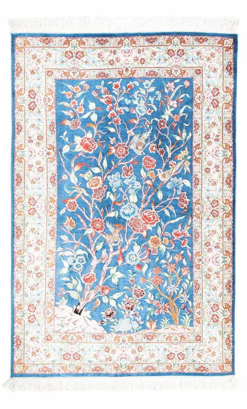 Ghom Teppich 77x121cm - Perserteppich - hellblau