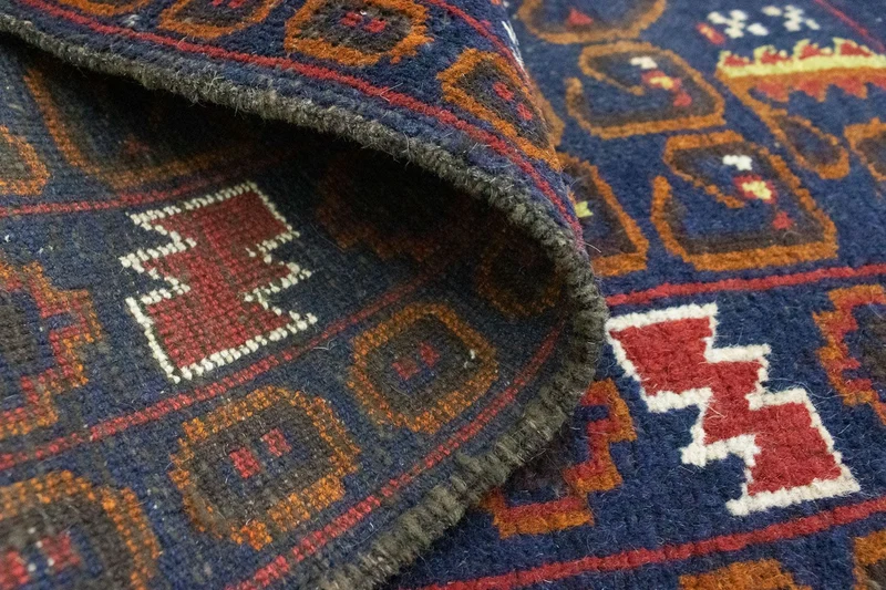 Belutsch Teppich 76x136cm - Orientteppich - blau