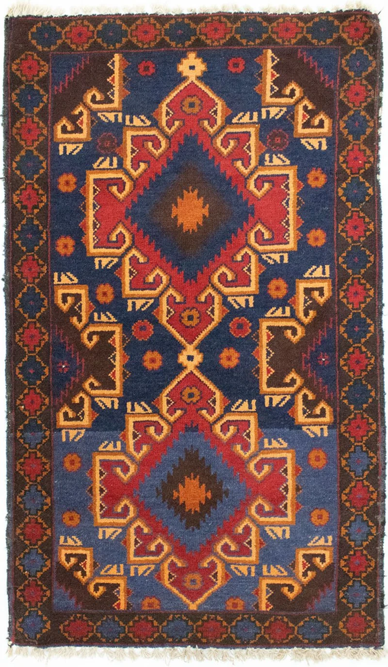 Belutsch Teppich 74x130cm - Orientteppich - blau