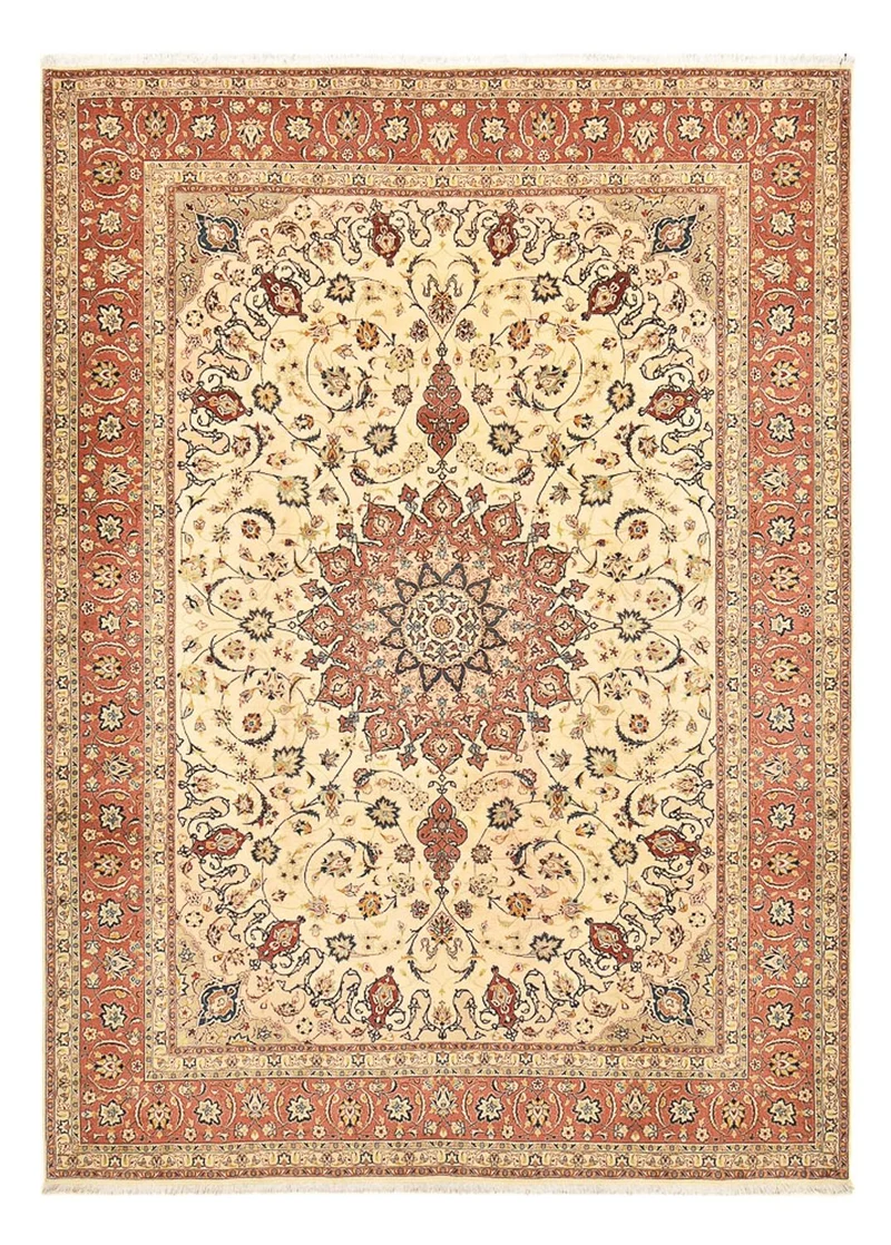 Täbriz - 50 Raj Teppich 250x358cm - Perserteppich - hellbeige