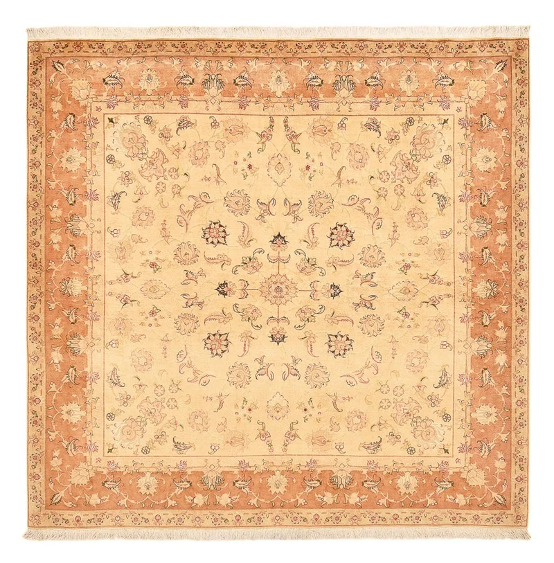 Täbriz - 50 Raj Teppich 202x207cm - Perserteppich - hellbeige