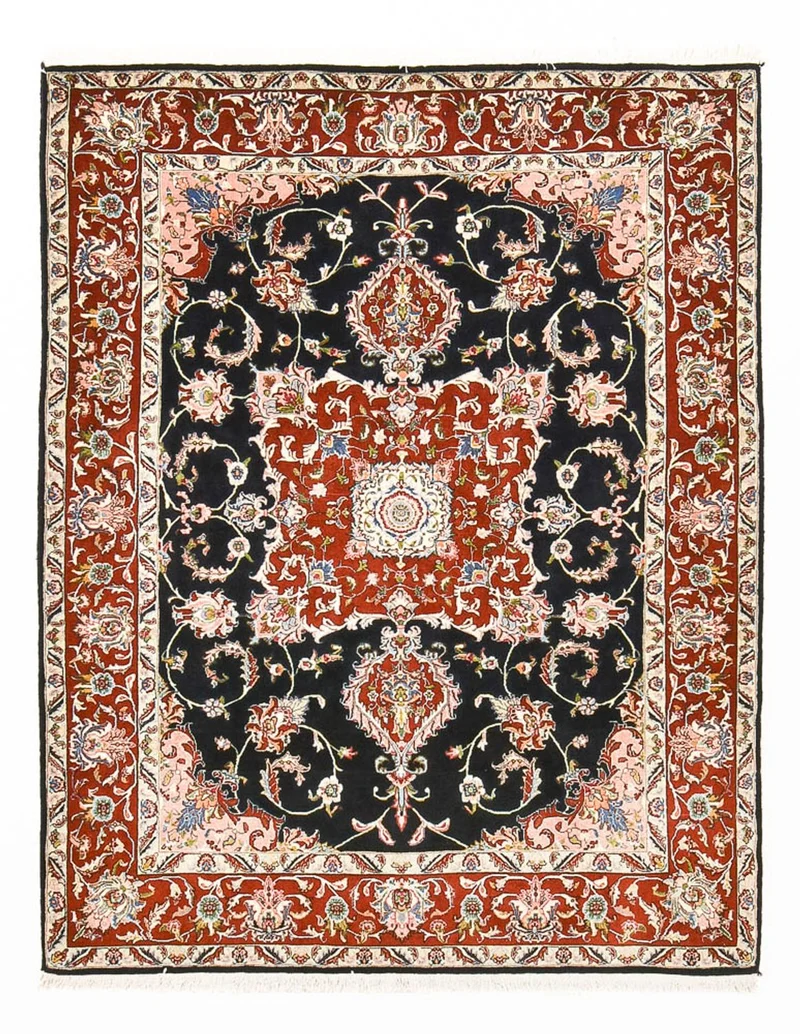Ghom Teppich 140x180cm - Perserteppich - dunkelblau