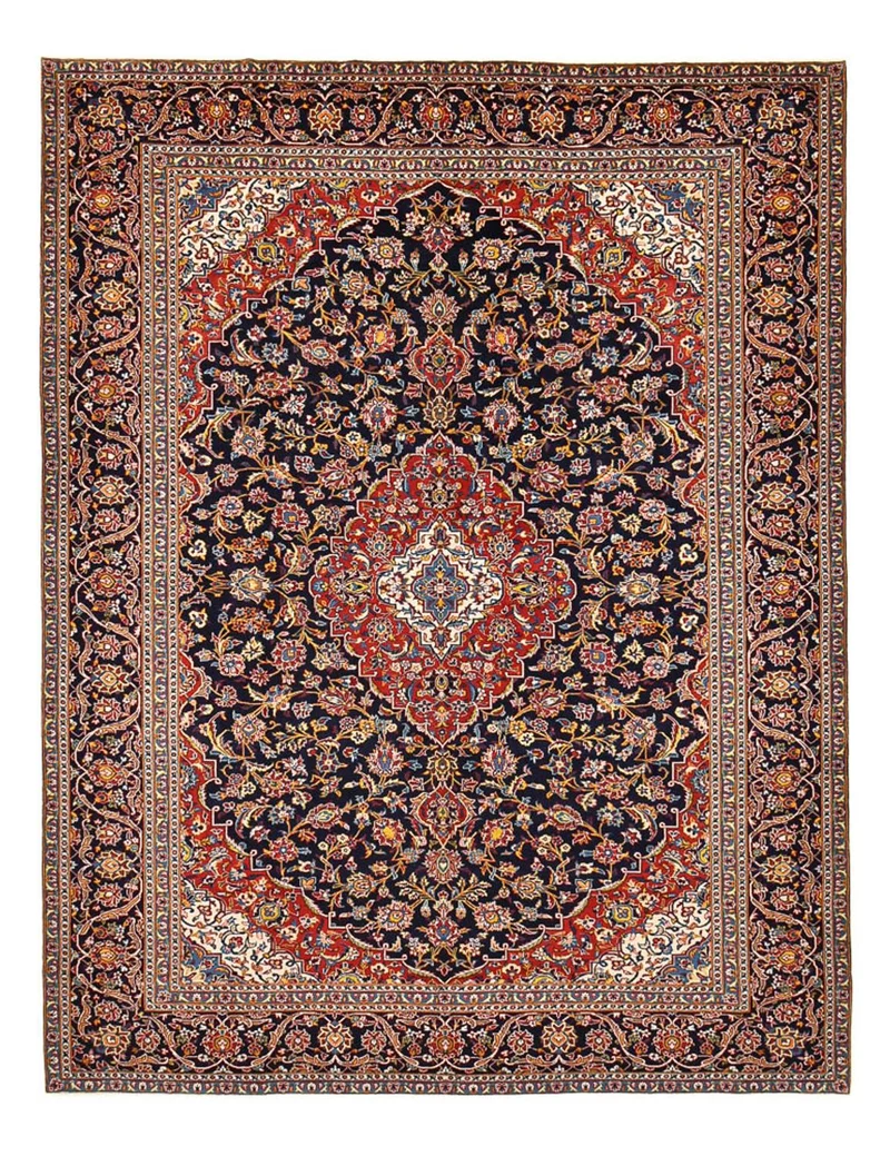 Keshan Teppich 292x381cm - Perserteppich - dunkelblau