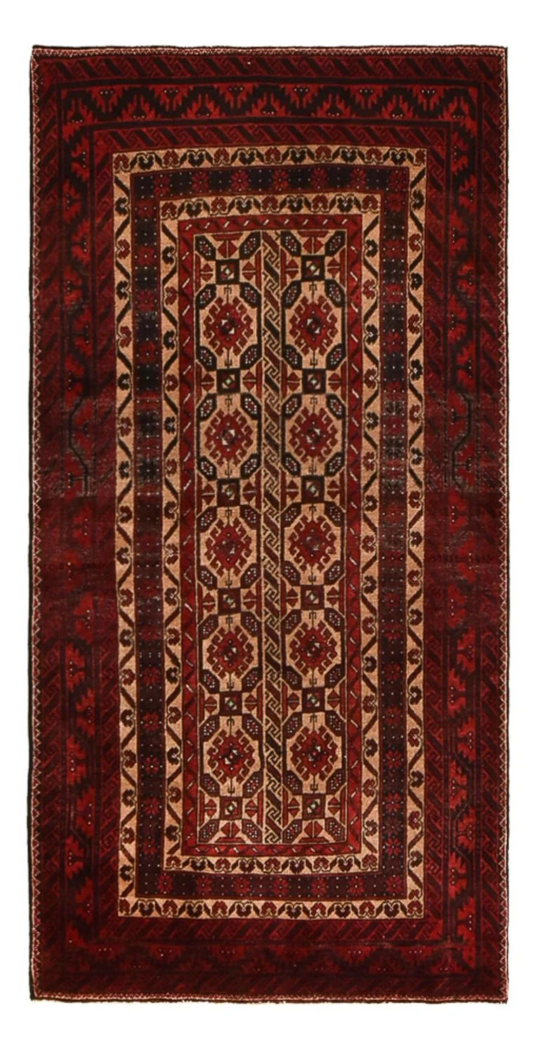 Belutsch Teppich 96x196cm - Orientteppich - dunkelrot