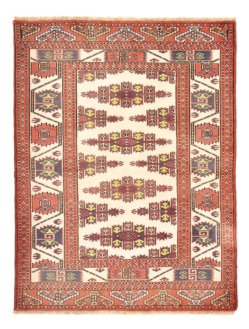Turkaman Teppich 92x120cm - Orientteppich - hellrot
