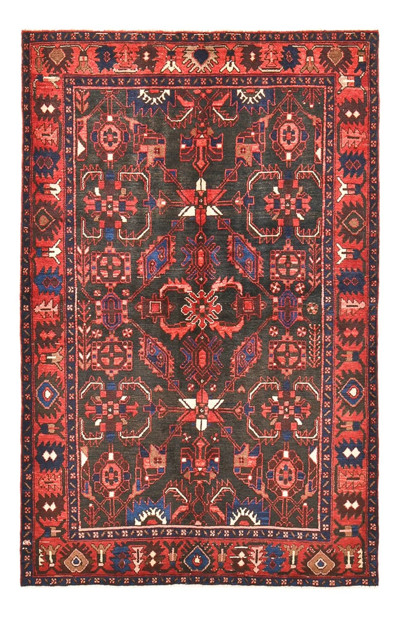 Hamadan Teppich 139x212cm - Perserteppich - rot