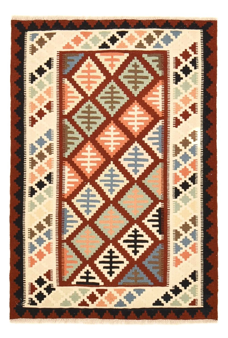 Kelim Fars Teppich 100x143cm - mehrfarbig