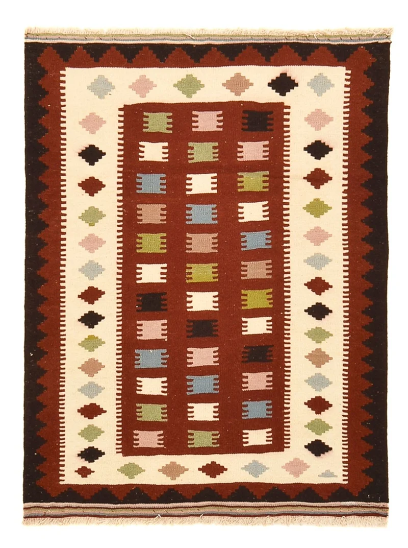 Kelim Fars Teppich 103x137cm - mehrfarbig