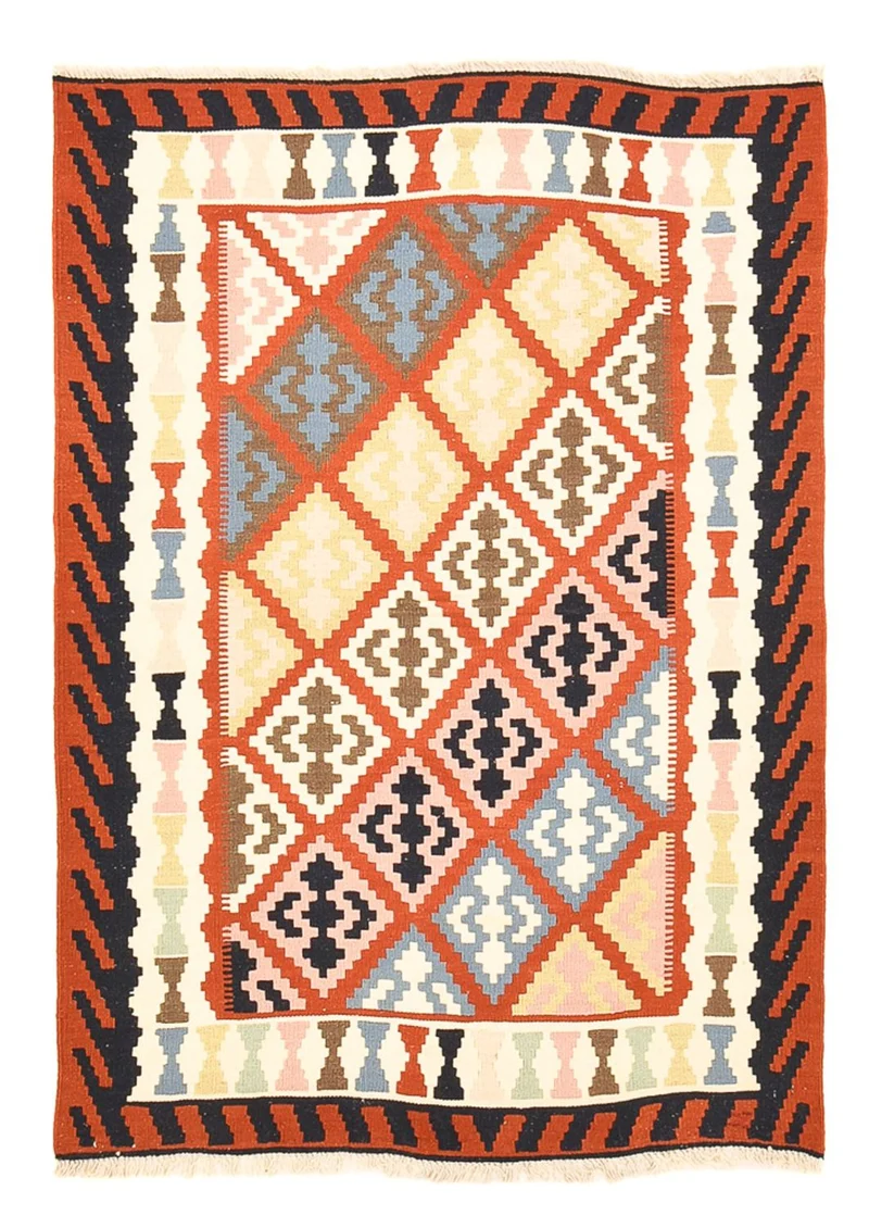 Kelim Fars Teppich 100x141cm - mehrfarbig