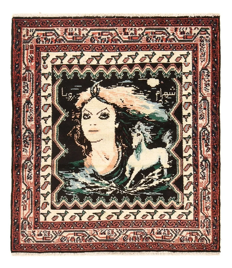 Hamadan Teppich 101x118cm - Perserteppich - mehrfarbig