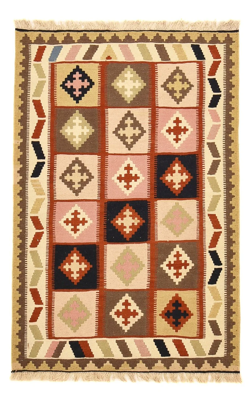Kelim Fars Teppich 100x146cm - mehrfarbig