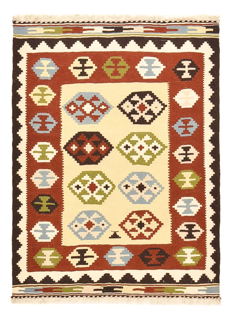 Kelim Fars Teppich 102x143cm - mehrfarbig