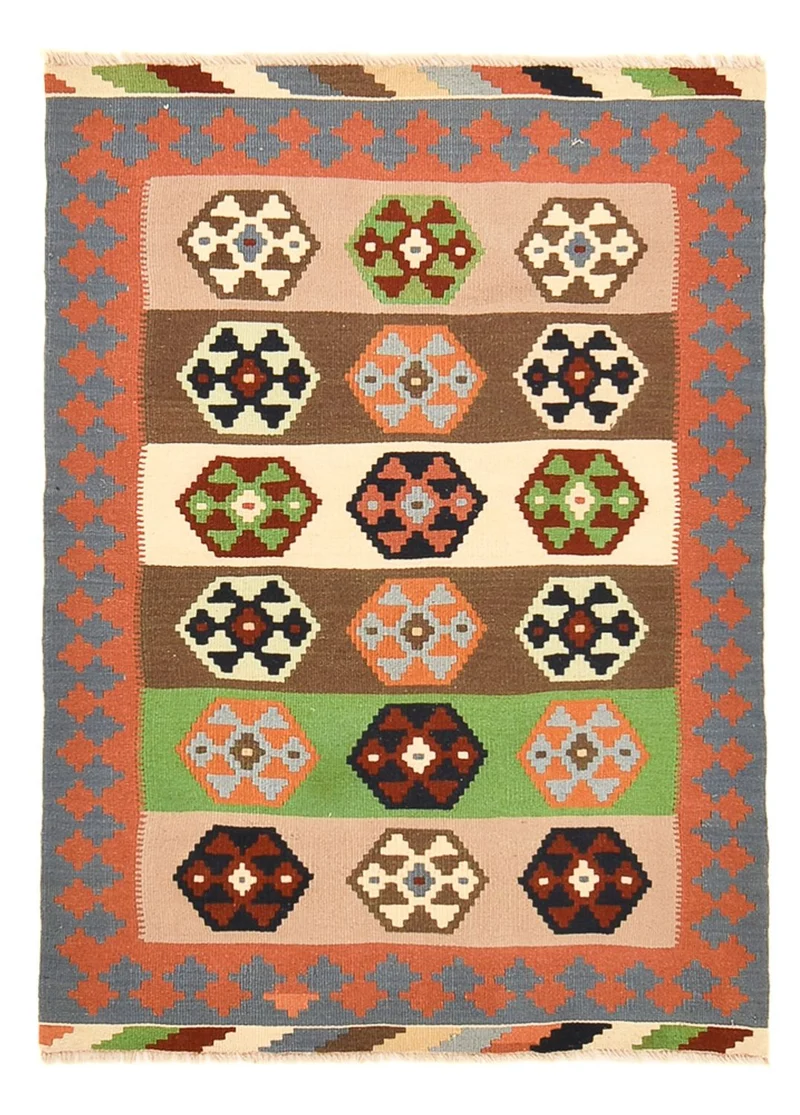 Kelim Fars Teppich 100x137cm - mehrfarbig