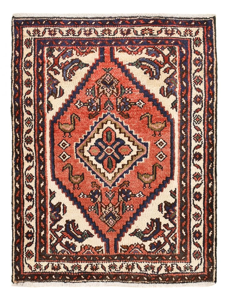 Hamadan Teppich 68x92cm - Perserteppich - hellrot