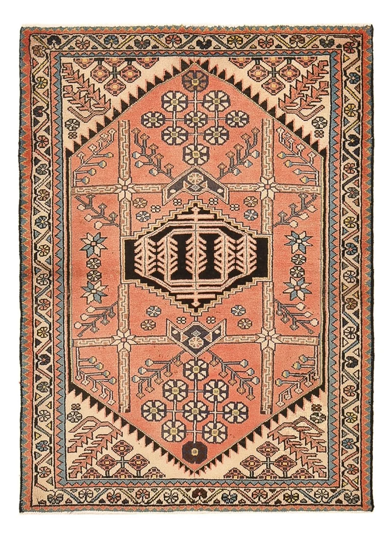 Hamadan Teppich 103x141cm - Perserteppich - hellrot