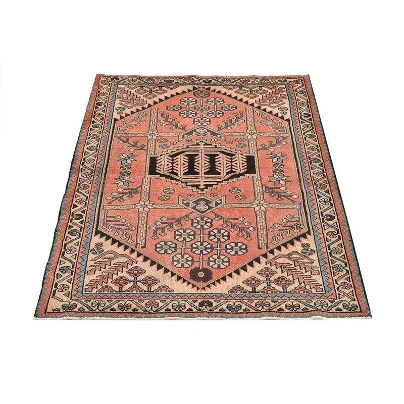 Hamadan Teppich 103x141cm - Perserteppich - hellrot