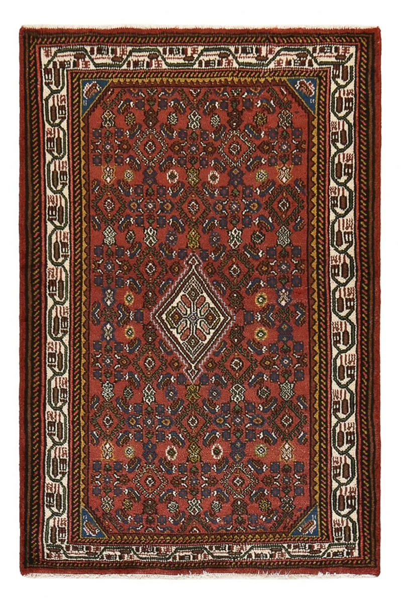 Hamadan Teppich 99x150cm - Perserteppich - dunkelrot