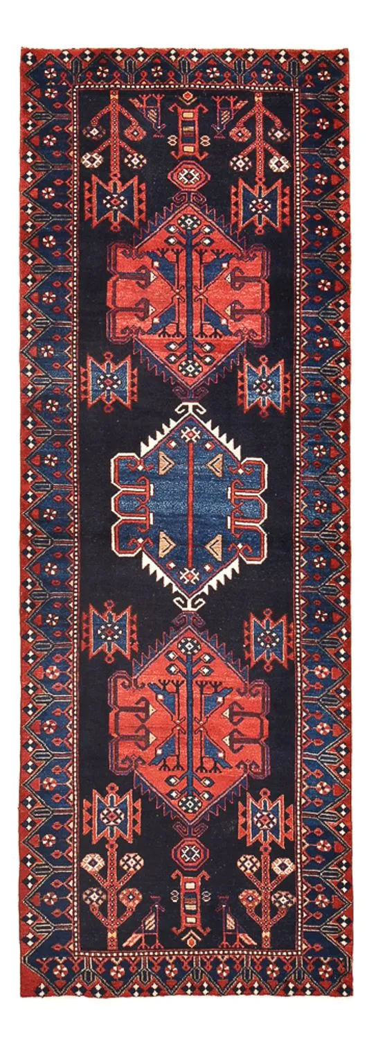 Hamadan Teppich 102x285cm - Perserteppich - dunkelblau