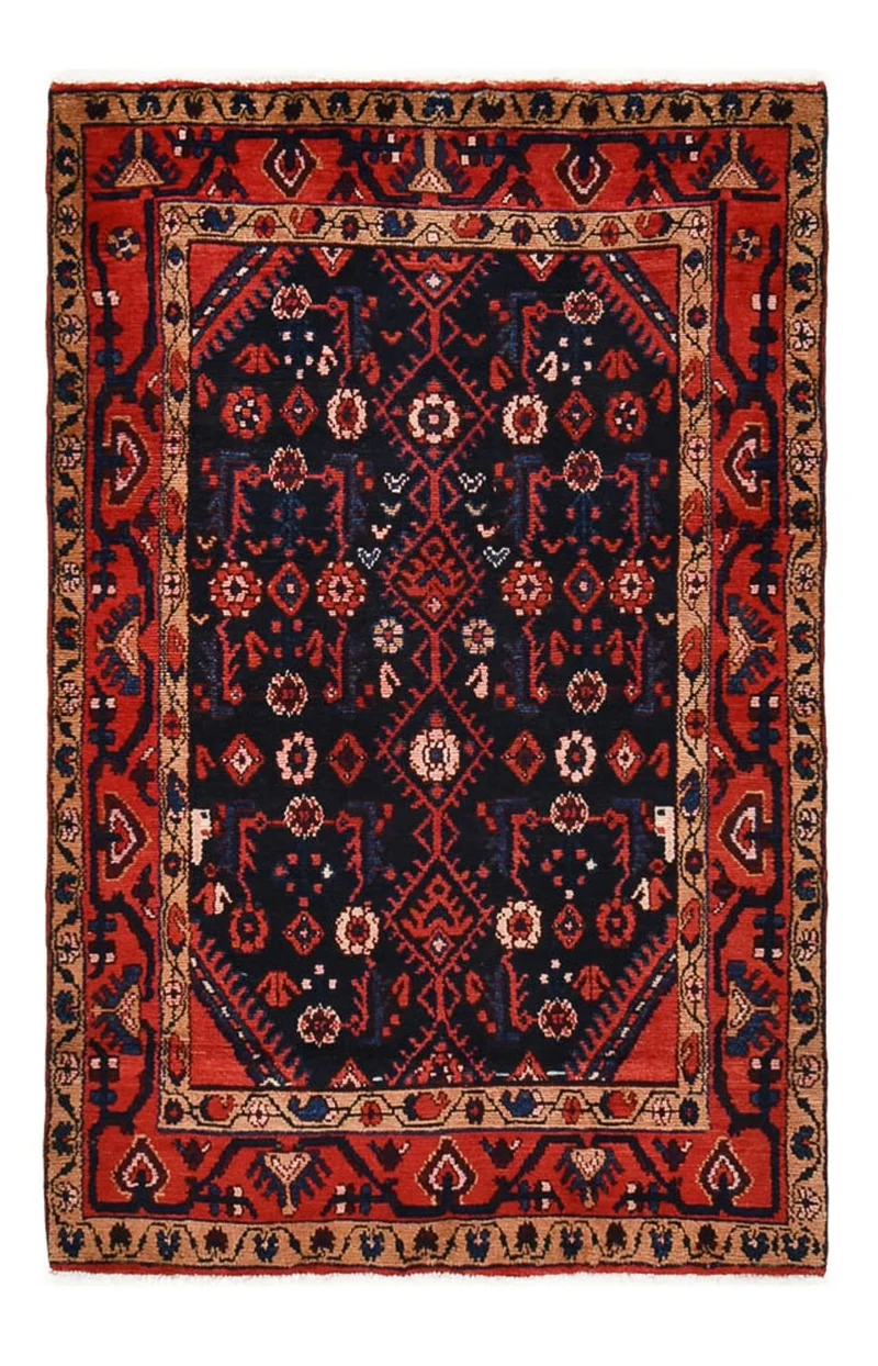 Hamadan Teppich 111x173cm - Perserteppich - dunkelblau
