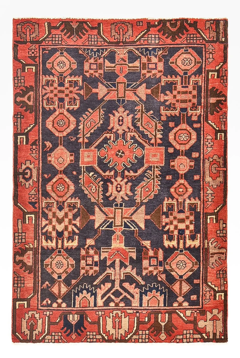 Hamadan Teppich 106x159cm - Perserteppich - rot