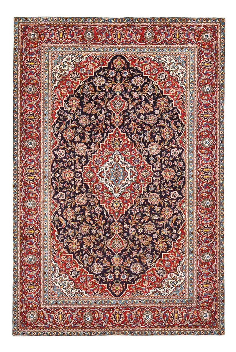 Keshan Teppich 232x345cm - Perserteppich - dunkelrot