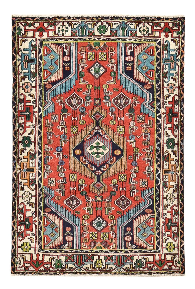 Hamadan Teppich 96x145cm - Perserteppich - rot