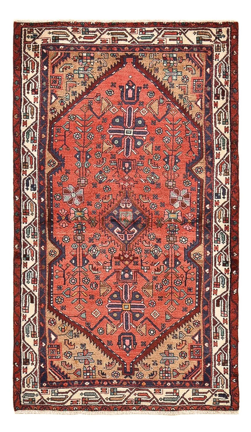 Hamadan Teppich 92x165cm - Perserteppich - hellrot