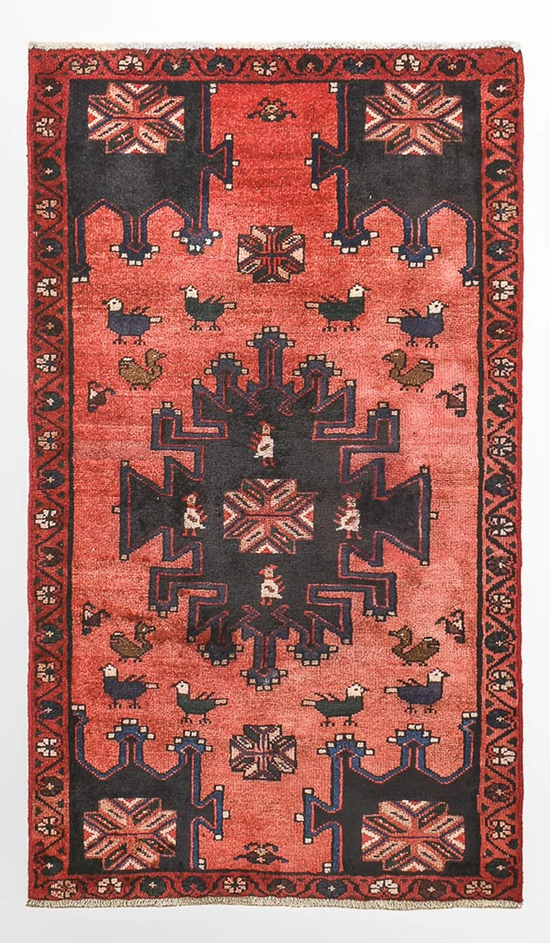 Hamadan Teppich 77x127cm - Perserteppich - hellrot