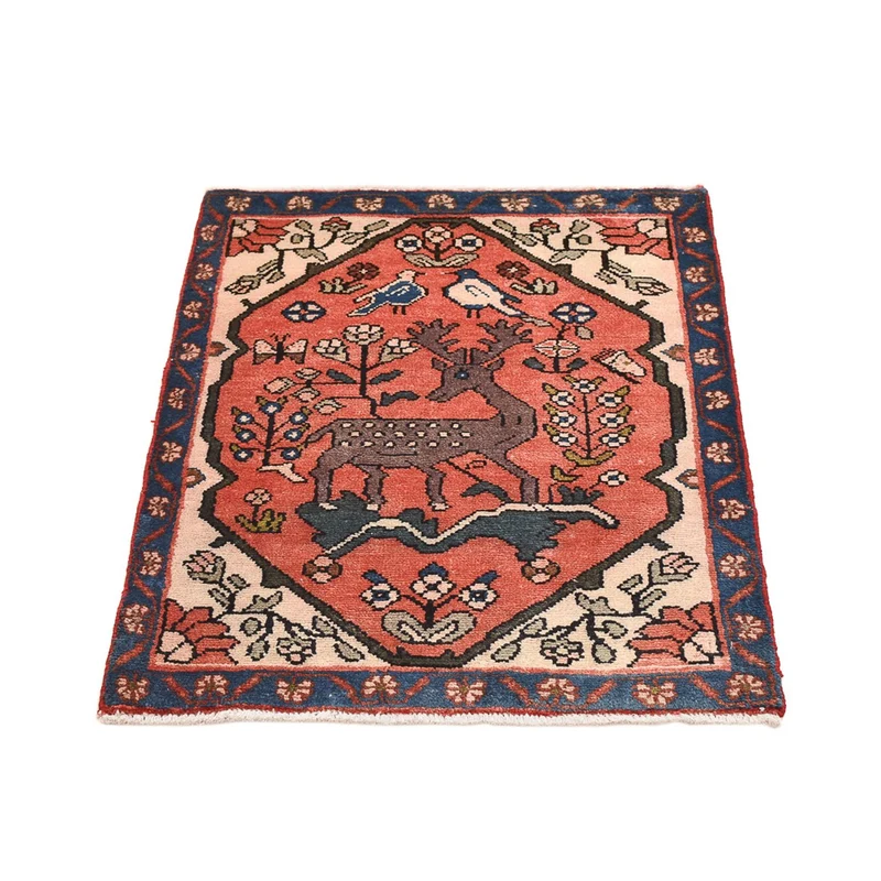 Hamadan Teppich 67x92cm - Perserteppich - hellrot