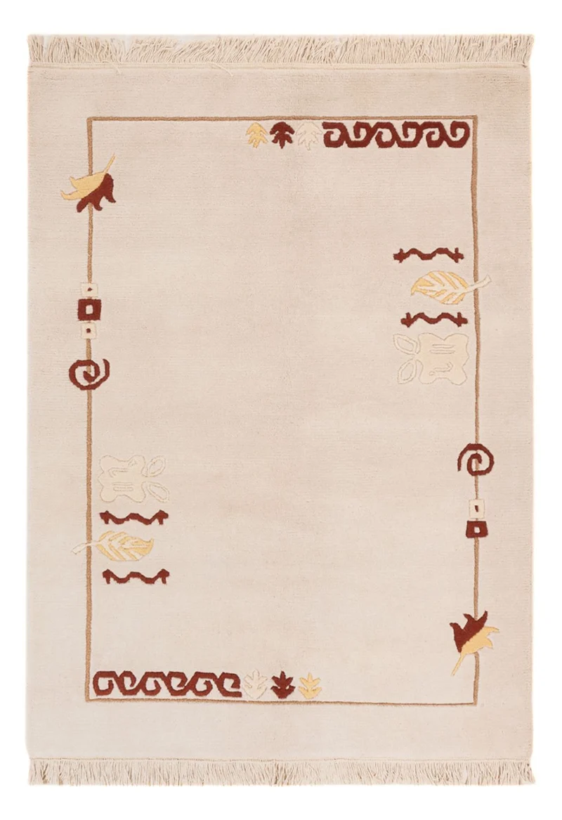 Nepal Teppich 120x180cm - Wollteppich - hellbeige