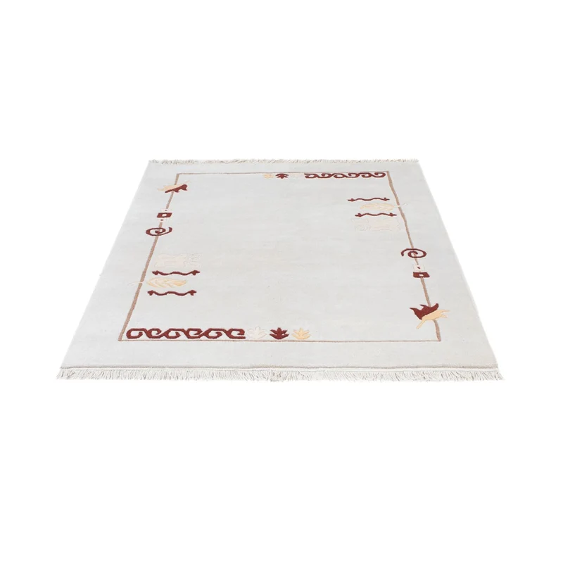 Nepal Teppich 120x180cm - Wollteppich - hellbeige