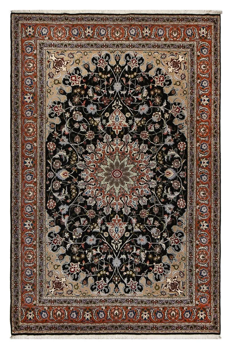 Täbriz - 40 Raj Teppich 208x318cm - Perserteppich - dunkelblau
