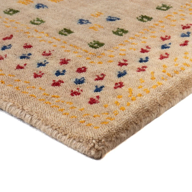 Gabbeh Teppich - Loribaft Softy - 60 x 90 cm - hellbeige