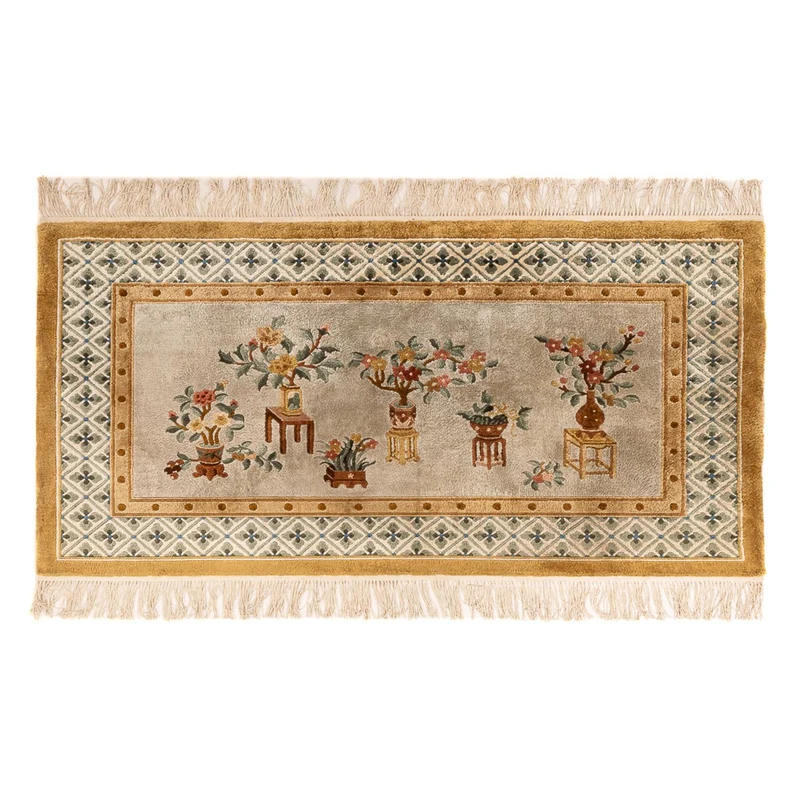China Seide Teppich 93x154cm - Orientteppich - dunkelbeige