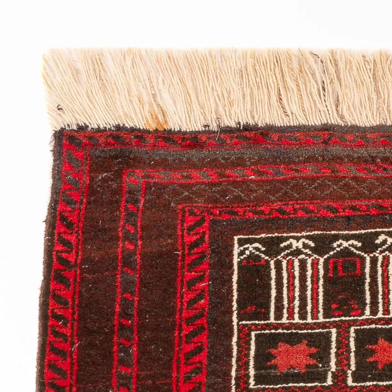 Belutsch Teppich 97x147cm - Orientteppich - dunkelrot