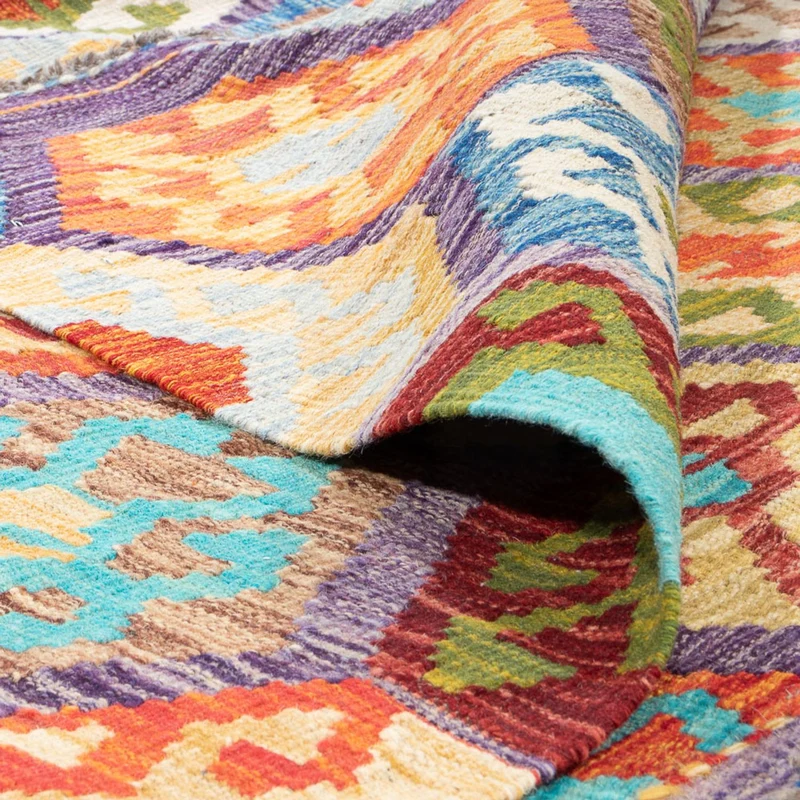 Kelim Teppich - Splash quadratisch - 189 x 201 cm - mehrfarbig