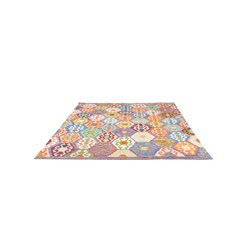 Kelim Teppich - Splash quadratisch - 189 x 201 cm - mehrfarbig