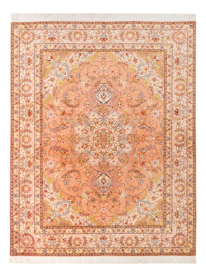 Täbriz - 50 Raj Teppich 150x200cm - Perserteppich - lachs