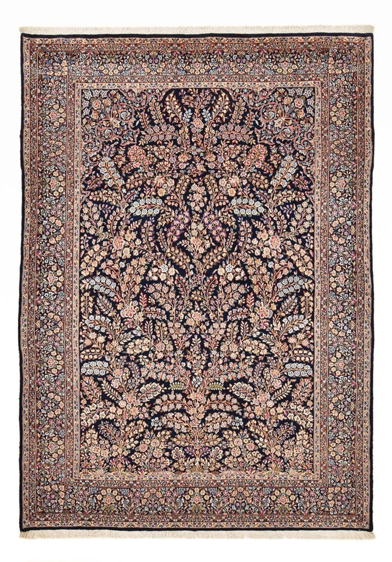 Kerman Teppich 206x302cm - Perserteppich - dunkelblau