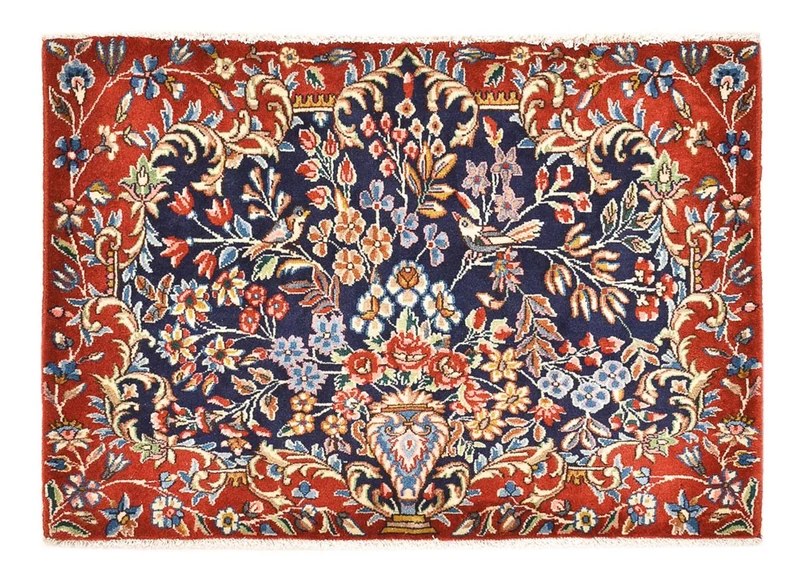 Rafsanjan Teppich 64x92cm - Perserteppich - mehrfarbig