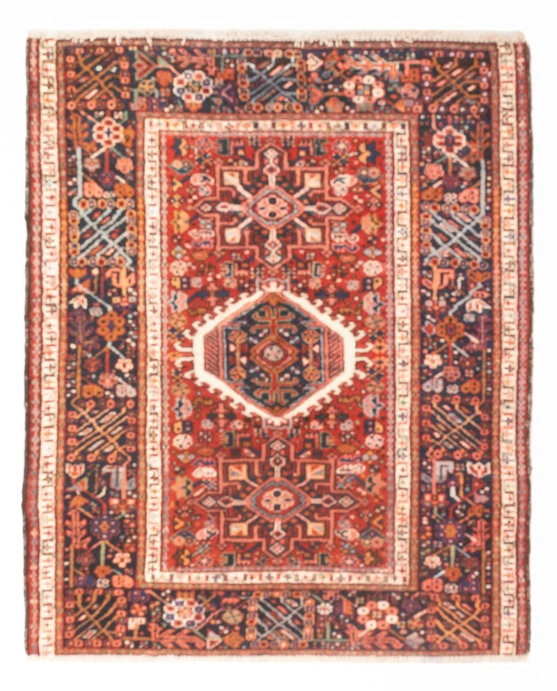 Hamadan Teppich 108x130cm - Perserteppich - hellrot