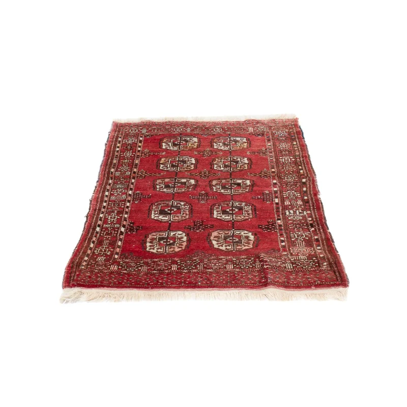 Turkaman Teppich - 83 x 121 cm - dunkelrot