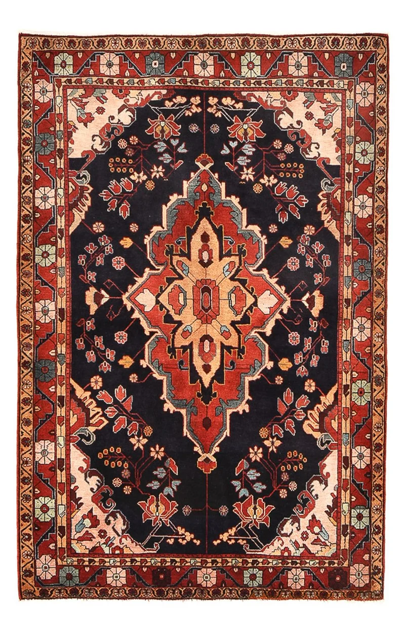 Hamadan Teppich 145x228cm - Perserteppich - dunkelblau