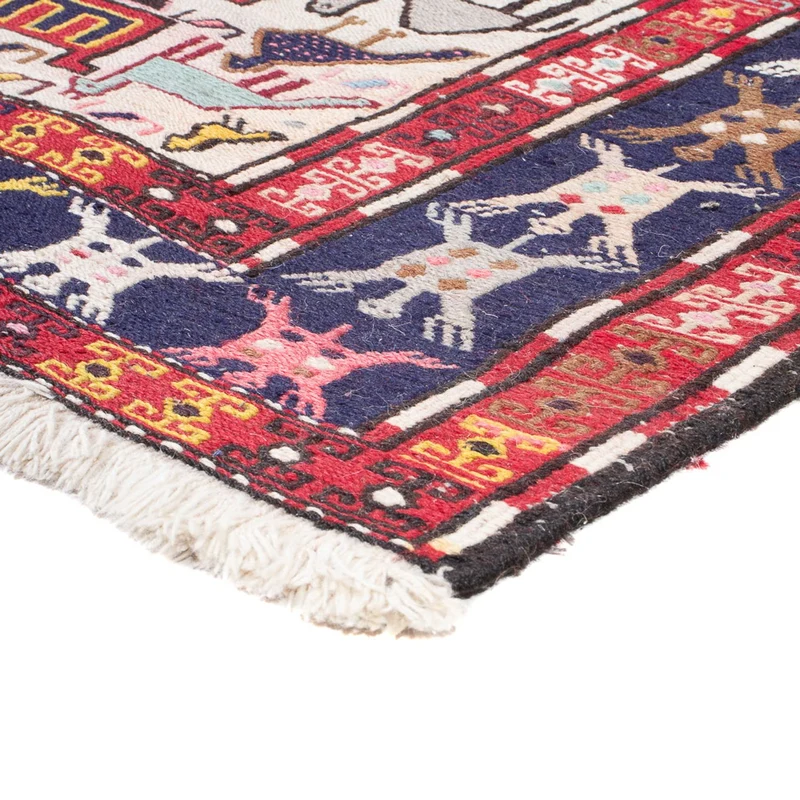 Kelim Seide Teppich 109x135cm - mehrfarbig