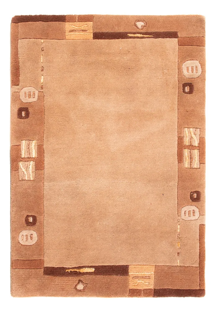 Nepal Teppich 60x90cm - Wollteppich - dunkelbeige