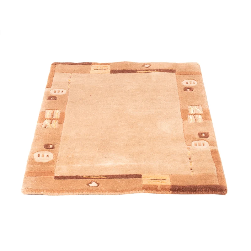 Nepal Teppich 60x90cm - Wollteppich - dunkelbeige